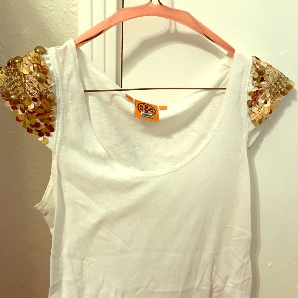 Tory Burch glitter sleeve top shirt